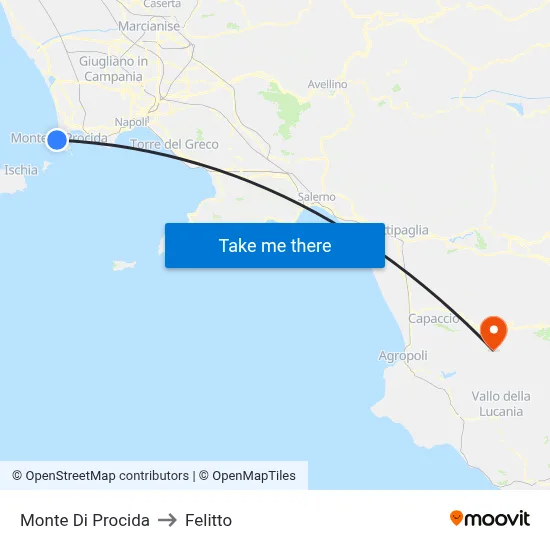 Monte Di Procida to Felitto map