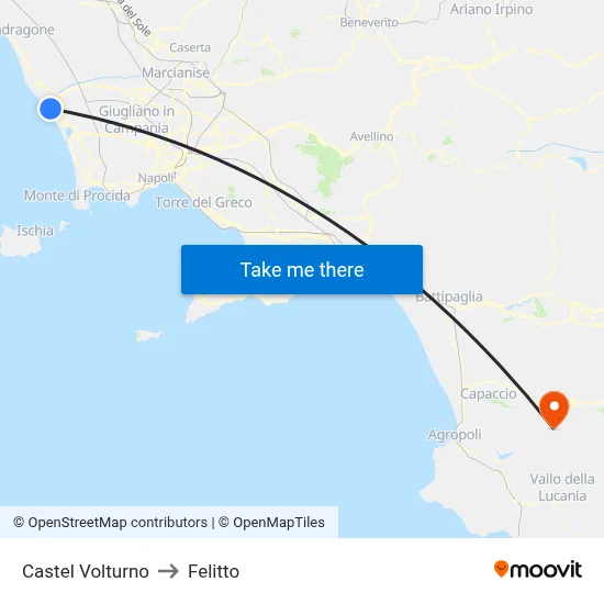 Castel Volturno to Felitto map