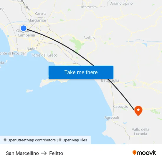 San Marcellino to Felitto map