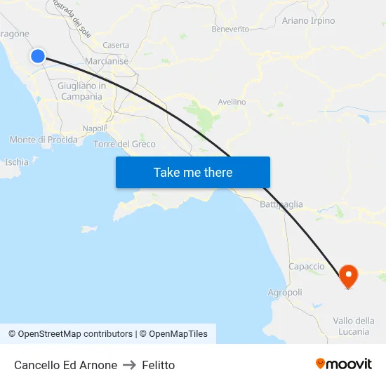 Cancello Ed Arnone to Felitto map