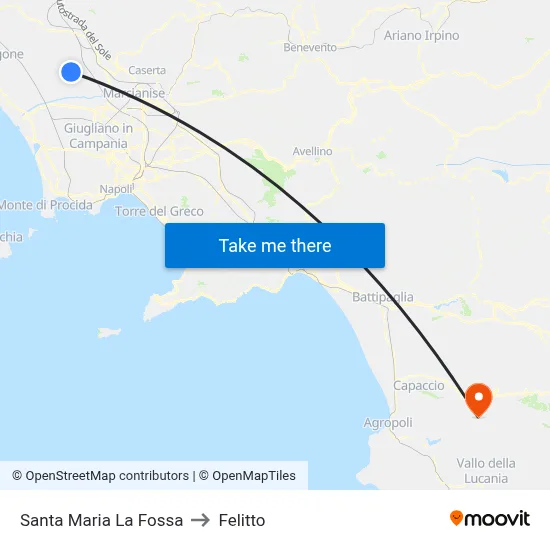 Santa Maria La Fossa to Felitto map