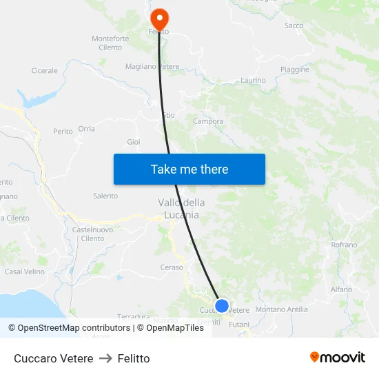 Cuccaro Vetere to Felitto map