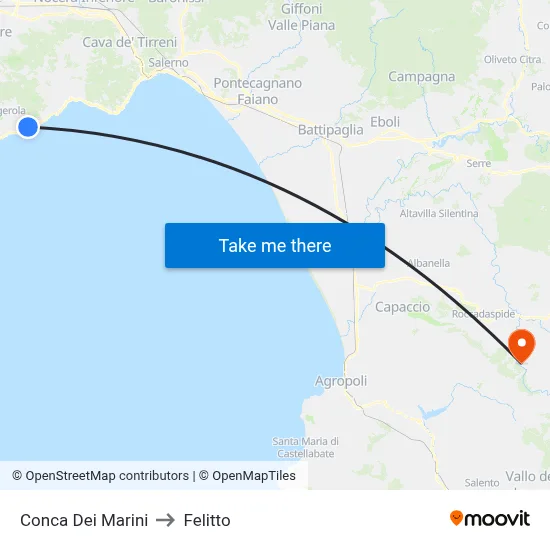 Conca Dei Marini to Felitto map