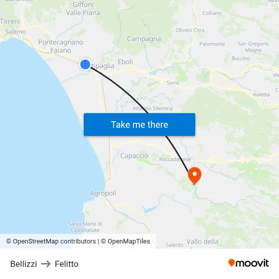 Bellizzi to Felitto map