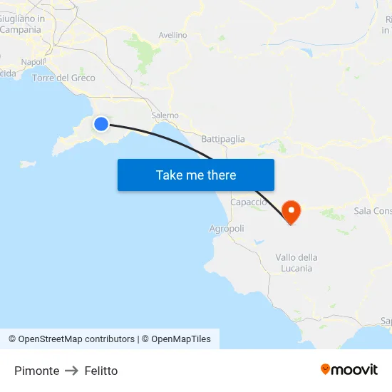 Pimonte to Felitto map