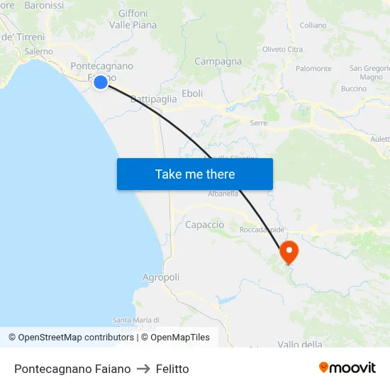 Pontecagnano Faiano to Felitto map