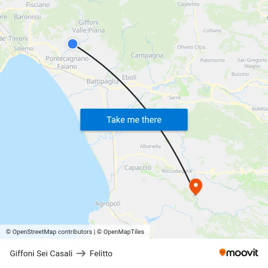 Giffoni Sei Casali to Felitto map