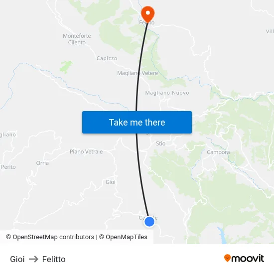 Gioi to Felitto map