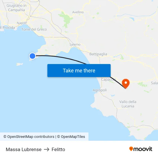 Massa Lubrense to Felitto map