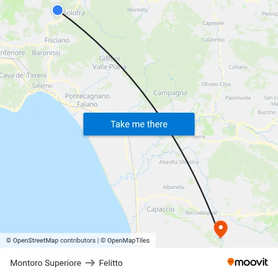 Montoro Superiore to Felitto map