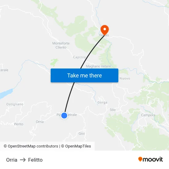 Orria to Felitto map
