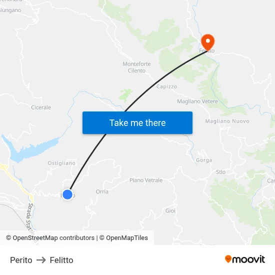 Perito to Felitto map