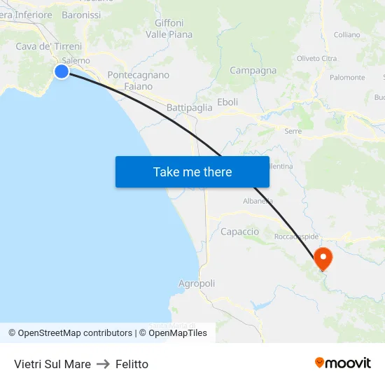 Vietri Sul Mare to Felitto map