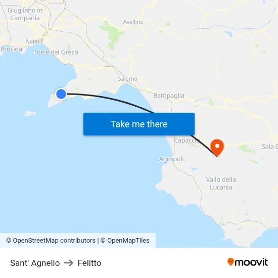 Sant' Agnello to Felitto map