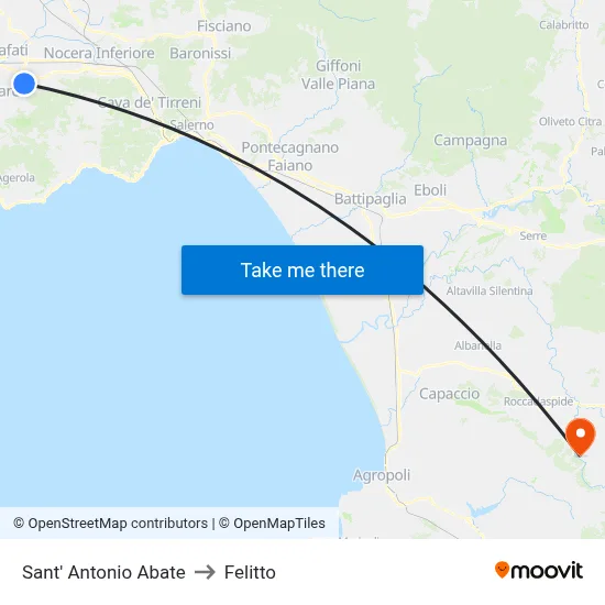 Sant' Antonio Abate to Felitto map