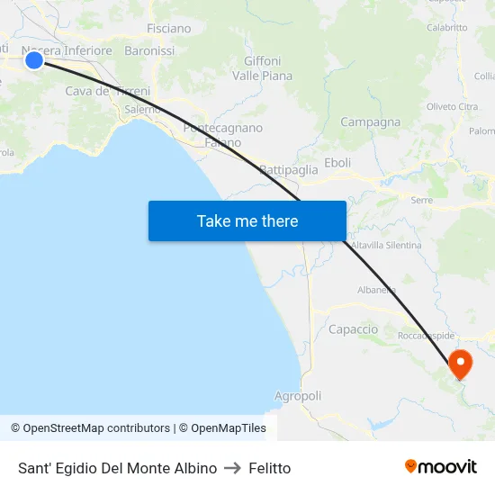 Sant' Egidio Del Monte Albino to Felitto map