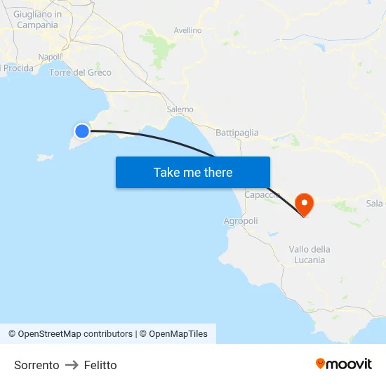 Sorrento to Felitto map