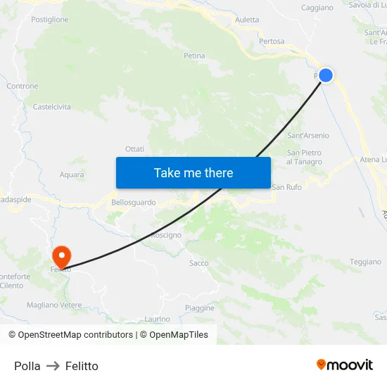 Polla to Felitto map