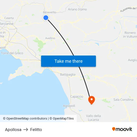 Apollosa to Felitto map