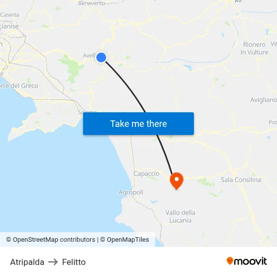 Atripalda to Felitto map