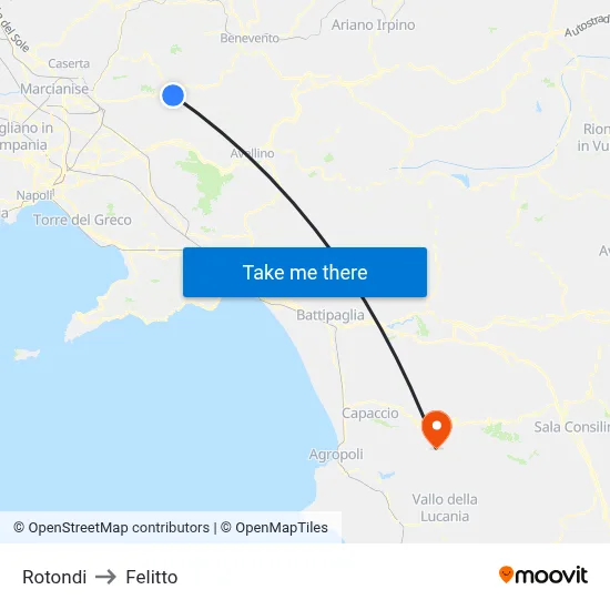 Rotondi to Felitto map