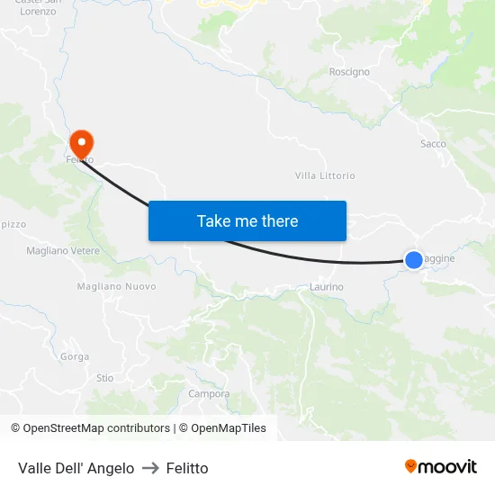 Valle Dell' Angelo to Felitto map