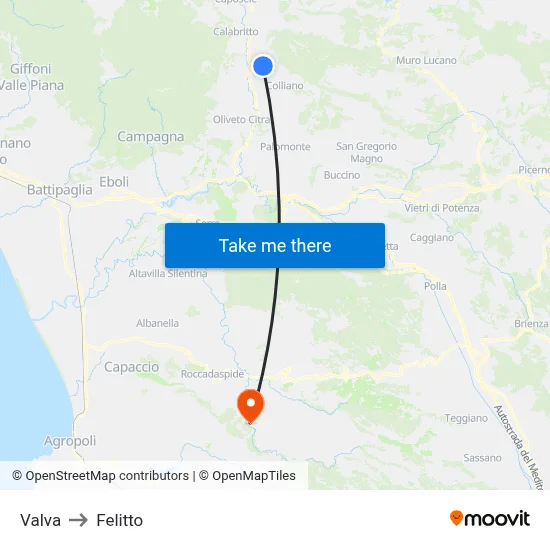 Valva to Felitto map