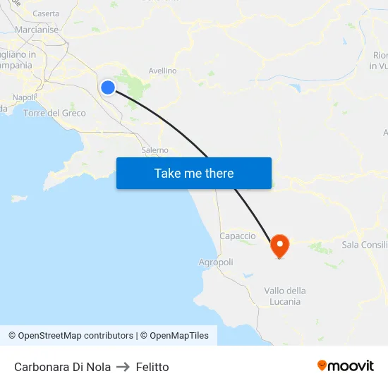 Carbonara Di Nola to Felitto map