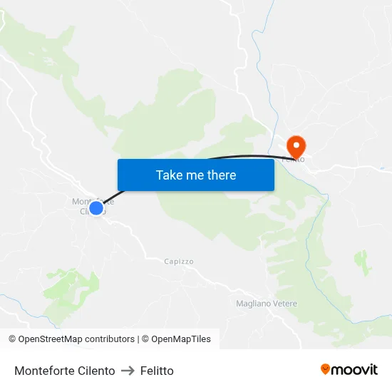 Monteforte Cilento to Felitto map