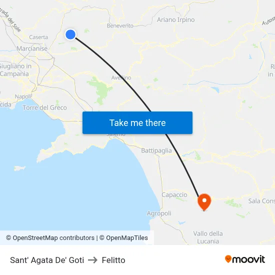 Sant' Agata De' Goti to Felitto map