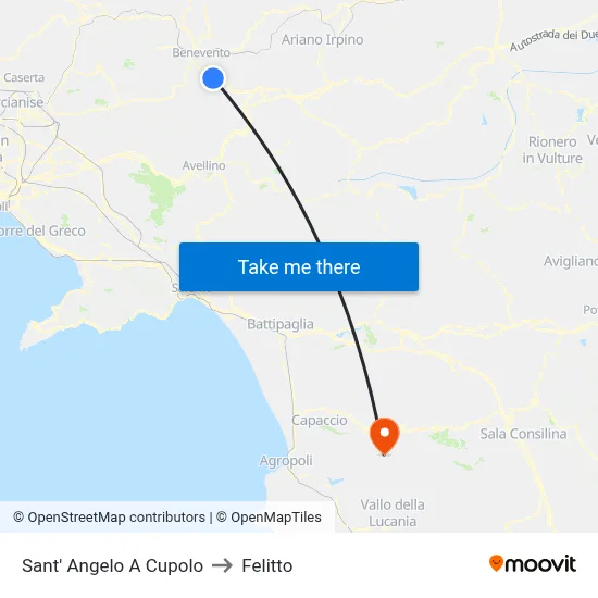 Sant' Angelo A Cupolo to Felitto map
