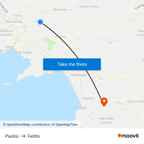 Paolisi to Felitto map