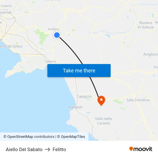 Aiello Del Sabato to Felitto map