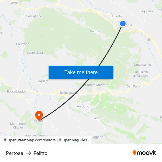 Pertosa to Felitto map
