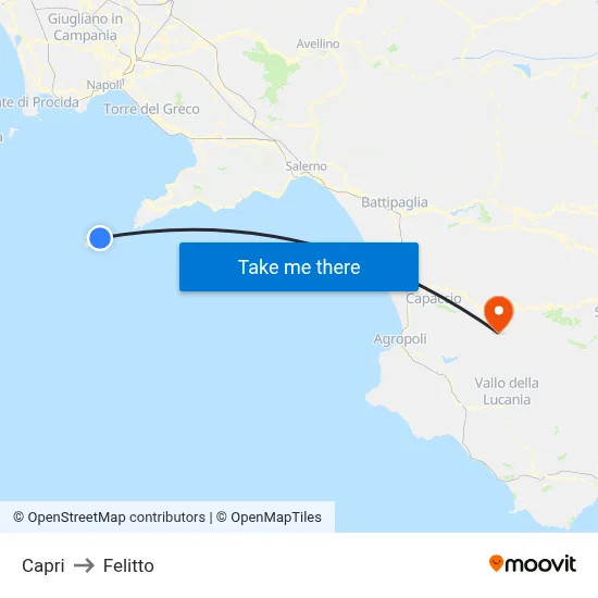 Capri to Felitto map