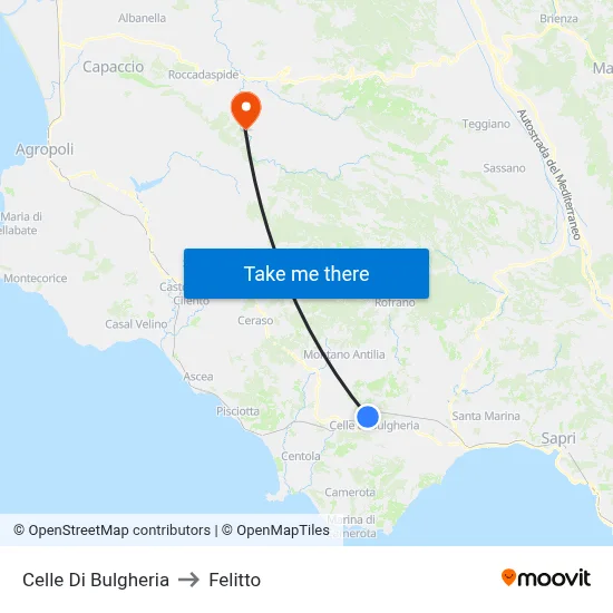 Celle Di Bulgheria to Felitto map
