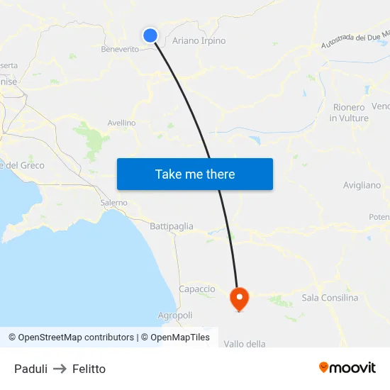 Paduli to Felitto map