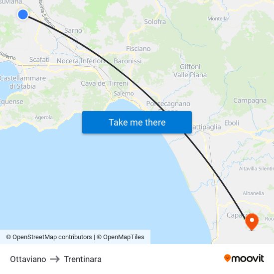 Ottaviano to Trentinara map
