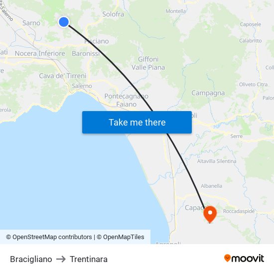 Bracigliano to Trentinara map