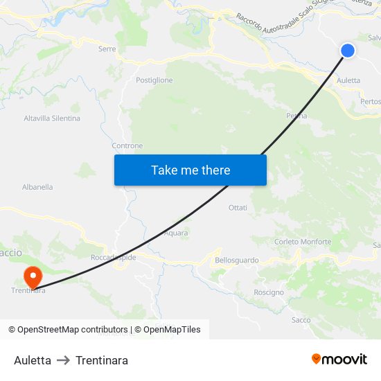 Auletta to Trentinara map