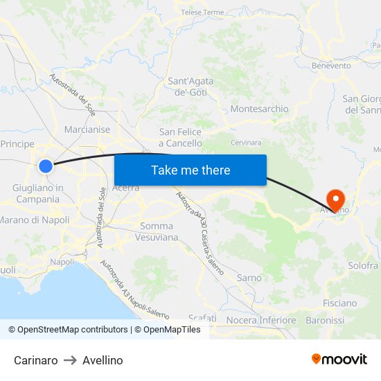 Carinaro to Avellino map