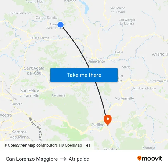 San Lorenzo Maggiore to Atripalda map