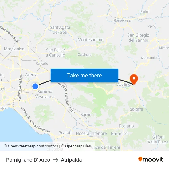Pomigliano D' Arco to Atripalda map