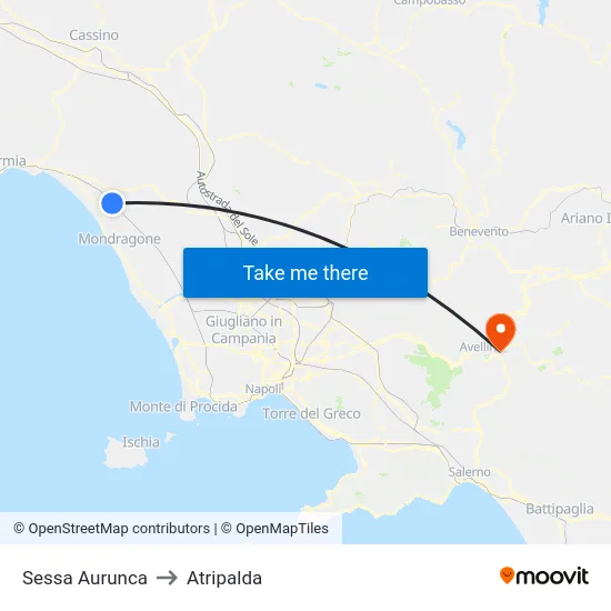 Sessa Aurunca to Atripalda map