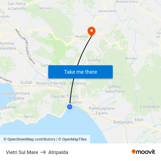 Vietri Sul Mare to Atripalda map