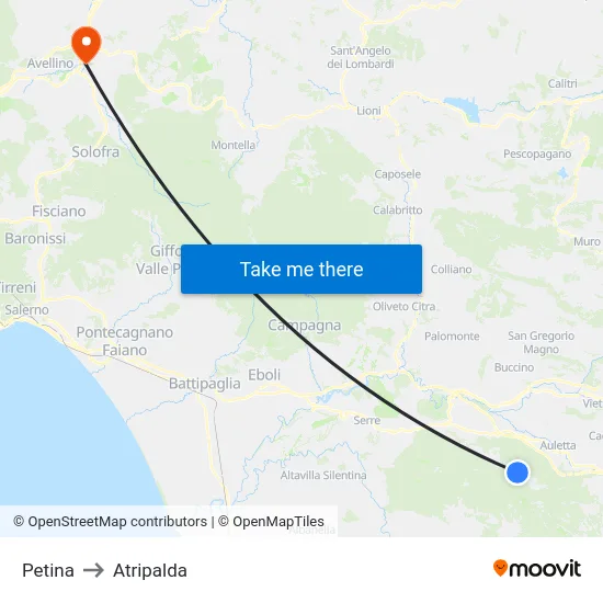 Petina to Atripalda map