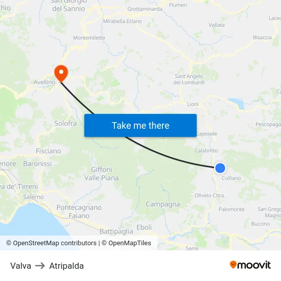 Valva to Atripalda map