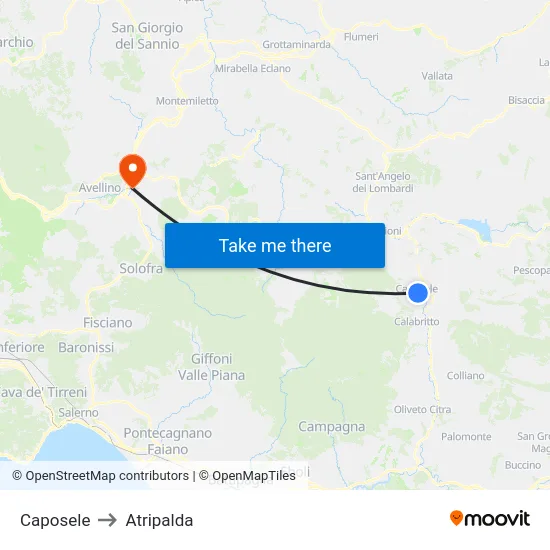 Caposele to Atripalda map