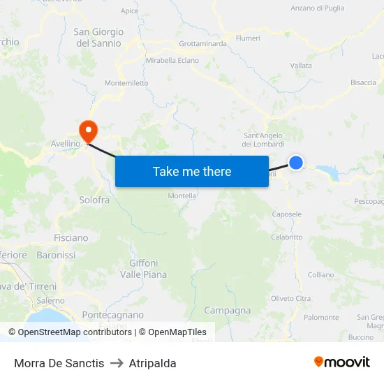 Morra De Sanctis to Atripalda map