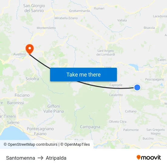 Santomenna to Atripalda map